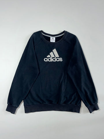 Adidas Big Logo Embroidered Crewneck Sweatshirt  Black  (M)