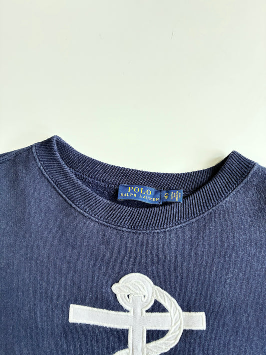 Polo Ralph Lauren RLYC Anchor Navy Cropped Sweatshirt – Red Stripe woman’s(L/XL)