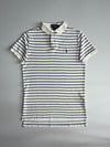 Polo by Ralph Lauren Striped Custom Fit Polo – White/Navy (S/M)