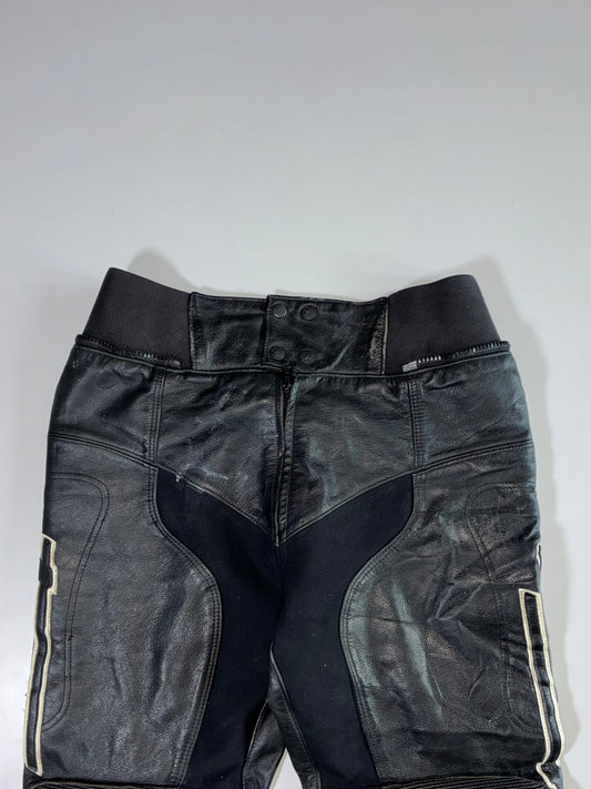 Furjgan Black Pure Leather Motorcycle Pants With Sliders (W:32|L:39)