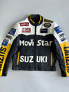 Top Gear Genuine Leather Movistar Suzuki MotoGP Racing Jacket Multi-Sponsor Patches (Paded)(M)