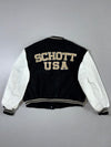 Schott NYC USA Varsity Jacket Black White Leather Sleeves (XL/2XL)