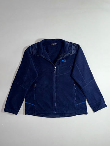 Millet Polar Fleece Full-Zip Jacket – Navy Blue with Nylon Shoulder Panels (XL)