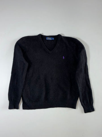 Polo Ralph Lauren V-Neck Sweater with Purple Pony Logo - (S)