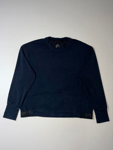 Nike Dri-FIT Navy Long Sleeve Top – “Just Do It” Hem (L)