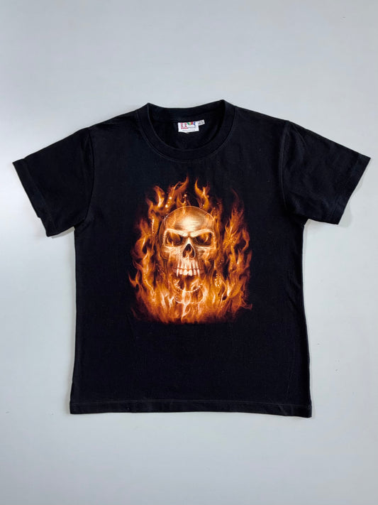 Vintage | Flaming Skull Graphic Tee | Black (XS)