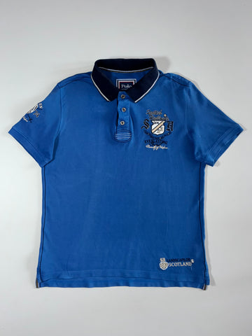 Polo Selection Blue Rugby Polo – “Scottish Highlands 1874” Embroidered Crest (M)
