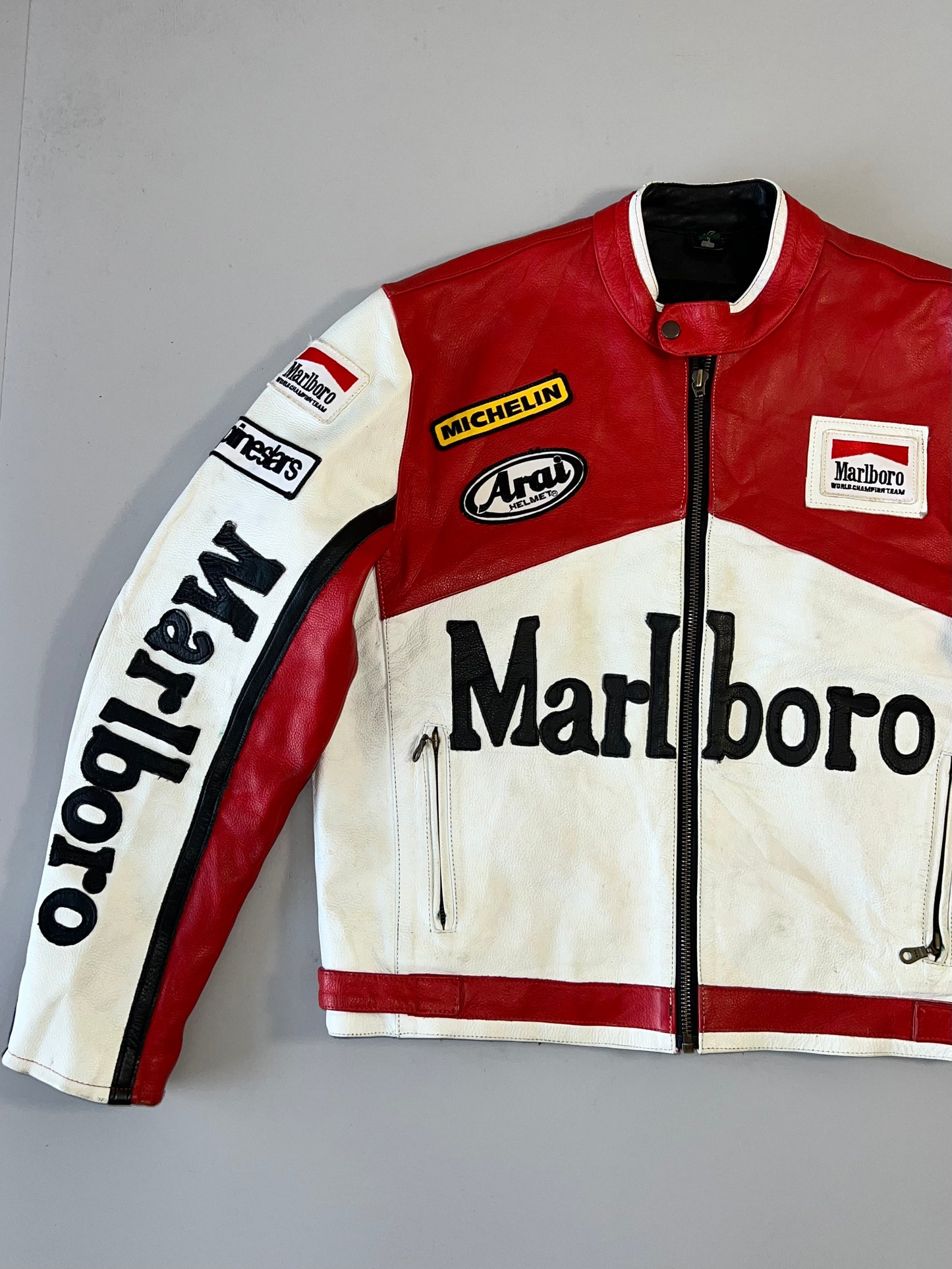 !                                                                                                                                                                                 Marlboro RARE F1 Racing Jacket in Ultra Premium Pure Leather (SUPER RARE) (L)