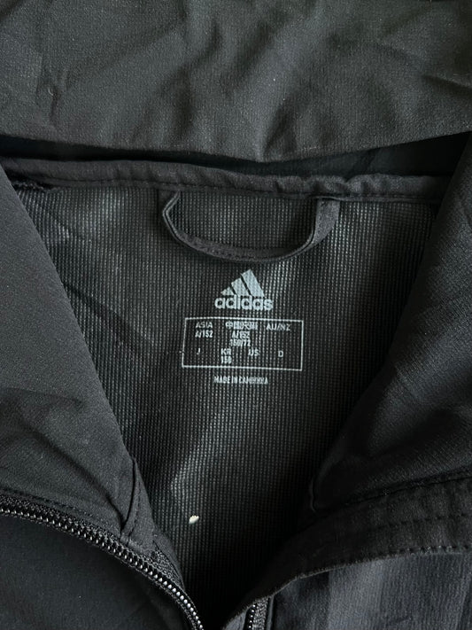 Adidas Three Stripes Black & Neon Yellow Hooded Windbreaker (M)