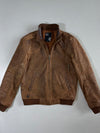 Solid Distressed Leather Jacket (M)