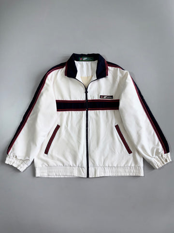Polo Windbreaker Track Jacket White Navy Red Stripe Union Jack Vintage (L)