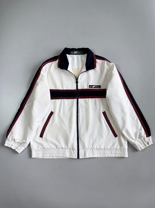 Polo Windbreaker Track Jacket White Navy Red Stripe Union Jack Vintage (L)