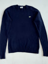 Lacoste Navy Wool Blend Crewneck Sweater – Croc Patch Logo (S)
