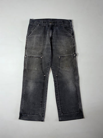 Vintage Dickies Faded Black Double Knee Carpenter Pants (W:30) (L:36)