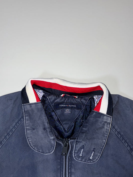 Tommy Hilfiger Navy Harrington Bomber Jacket | Full Zip Cotton Jacket (S)