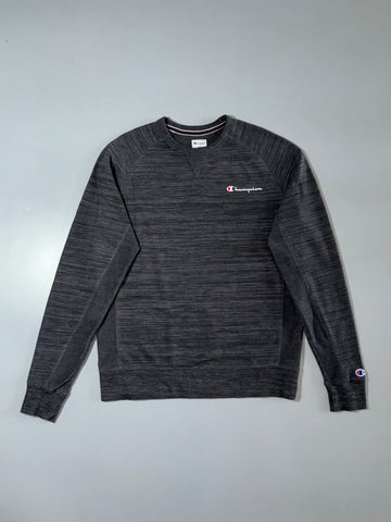Champion Script Logo Crewneck Sweatshirt – Charcoal Grey Space-Dye, (L)