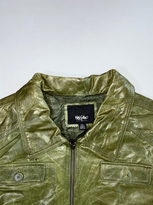 Mossimo Olive Green Premium Original Leather Jacket (L)