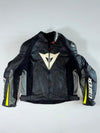 Dainese Black Leather Armoured Moto Racing Jacket Padded W/Back Hump (M)