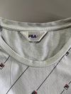FILA Diagonal Logo Stripe Tee – White All-Over Print Women’s  (M)
