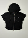 Nike Vintage Swoosh Short Sleeve Full-Zip Hooded Sweatshirt Women's – Black (XXS)