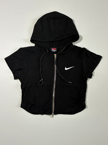 Nike Vintage Swoosh Short Sleeve Full-Zip Hooded Sweatshirt Women's – Black (XXS)