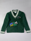 Lacoste Green Cricket V-Neck Sweater – Varsity Croc Patch Edition (XS)