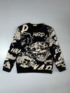 Ed Hardy Tattoo Graphic Print Crewneck Sweatshirt – Black/Cream (L)