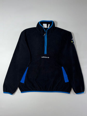 Adidas 1/4 Zip Fleece – Black & Blue  (L)