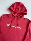 Vintage Champion Embroidered Script Hoodie – Faded Red (2XL)