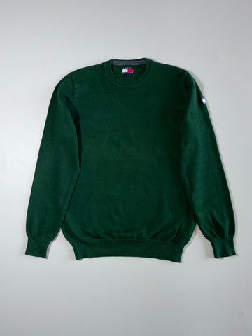 Vintage Tommy Hilfiger | Forest Green Crest Logo Knit Sweater | (S)
