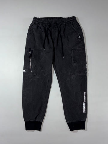Lifework Geometric Signature Black Cargo Jogger Pants (W:32) (L:36)