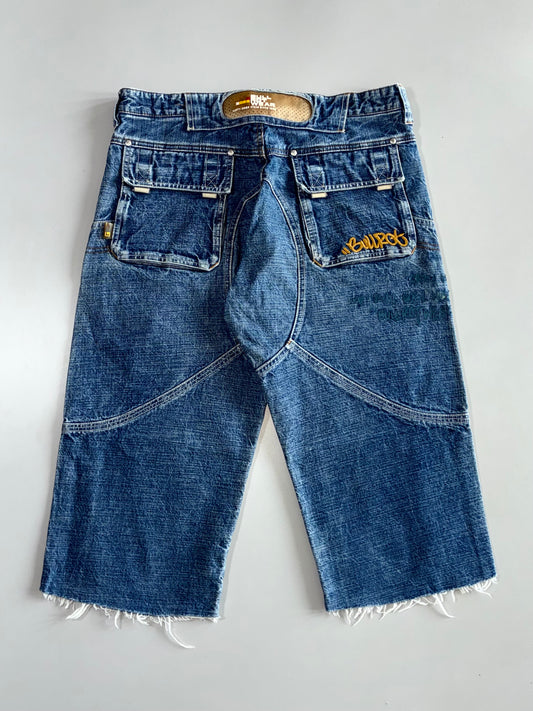 Y2K Graffiti Liner Denim Shorts (W:32 |L:28)
