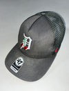 47 Offside Detroit Tigers Old English D Cherry Trucker Cap – Charcoal Mesh, Red Undervisor (Adjustable)