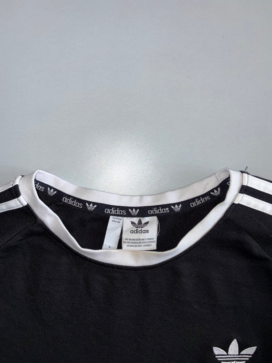 Adidas Originals | 3-Stripe Raglan Long Sleeve Tee | Black & White (M)