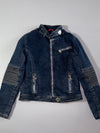 ESZ Denim Biker Jacket – Dark Wash Quilted Lined Moto Women’s (S)