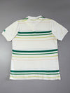 Y2K Adidas White Green Striped Polo T-Shirt (L)