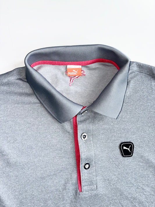 Puma Sportlifestyle Tipped Collar Long Sleeve Polo - Grey/Red (L)