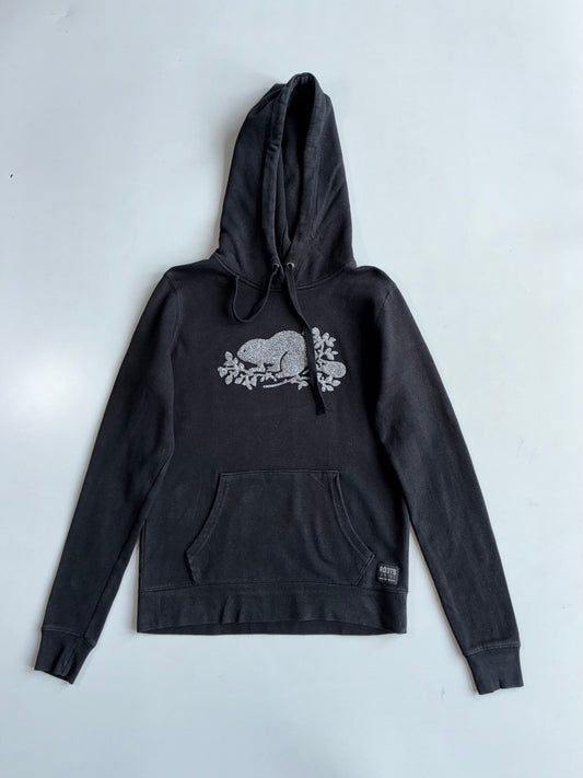 Roots Canada Beaver Hoodie | Black | Vintage Logo (S)