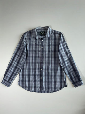 Roots Canada Grey Plaid Flannel Shirt (XL)
