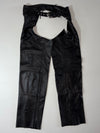 Vintage Harley-Davidson Black Leather Biker Chaps, Made in USA (W:34) (L:42)
