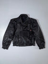 Vintage Black Moto Utility Leather Jacket with Harness Straps (S)