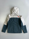 The North Face Insulated Colorblock Hooded Jacket White Slate Blue Orange Lining (M)