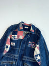 Vintage Jeno Dark Wash Patchwork Americana Denim Jacket (L)