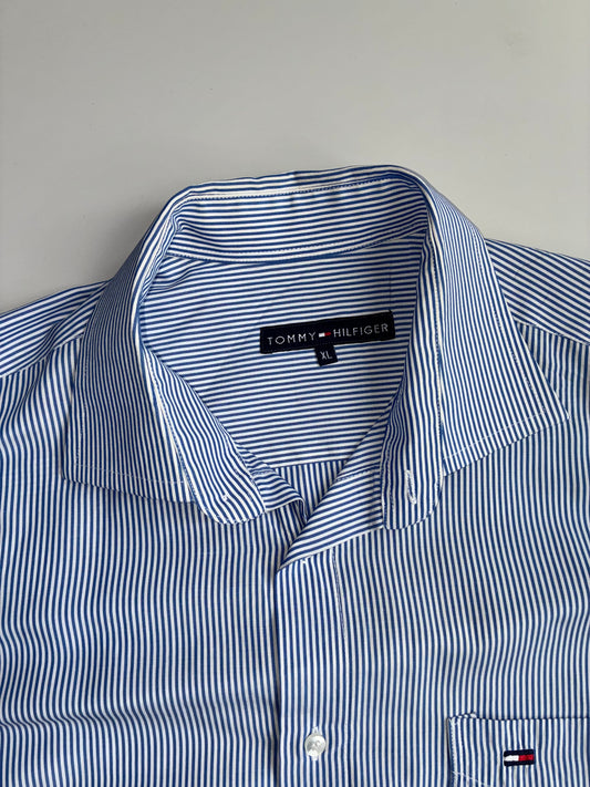 Tommy Hilfiger Striped Button-Up Shirt – Blue/White  Size (2XL)