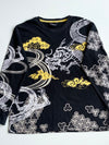 Pansion Black Japanese Dragon Cloud Print Long Sleeve Tee (2XL)