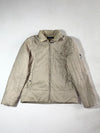 Vintage QS Style Beige Padded Canvas Zip-Up Jacket (M)