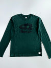 Roots Canada Established 1973 Tonal Plaid Beaver Logo Embroidered Forest Green Cotton Long Sleeve T-Shirt (M/L)