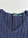 Lauren Ralph Lauren Cable Knit V-Neck Sweater – Navy (XL)