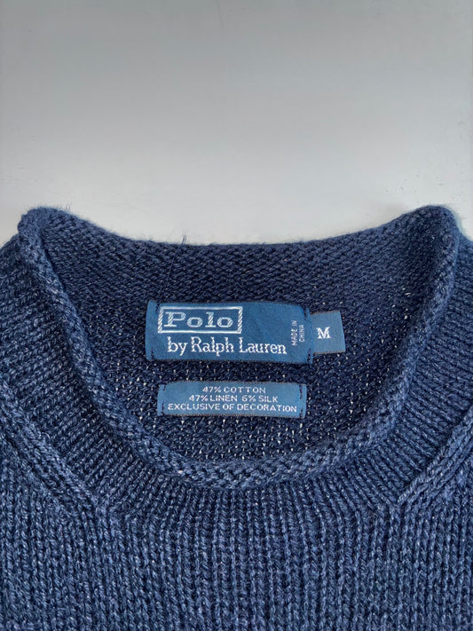 Polo Ralph Lauren Navy Crewneck Sweater with American Flag (M/L)