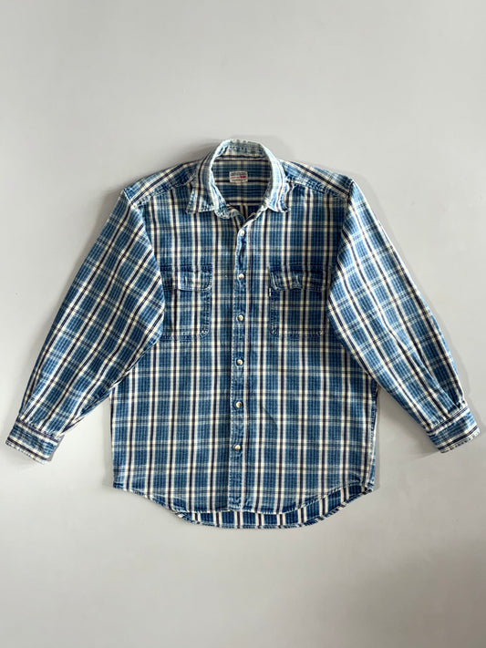 Levi’s Indigo Plaid Flannel Shirt (Hard Cotton) (M/L)